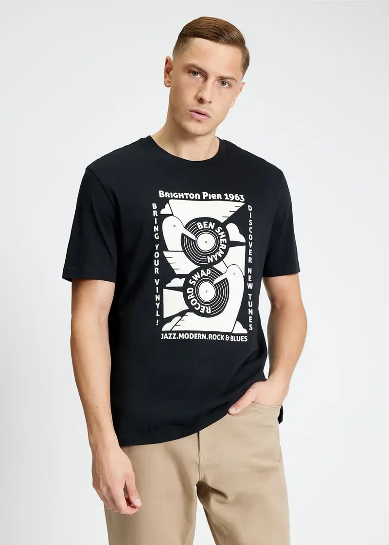 Ben Sherman Record Swap T-Shirt Black