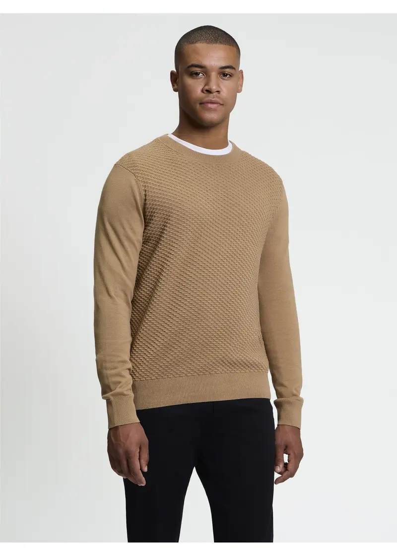 Ben Sherman Texture Front Sweater Beige