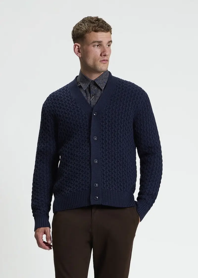 Ben Sherman Textured Knitted Cardigan Navy