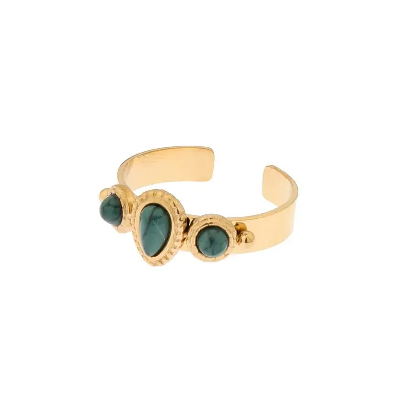 Biba Ring Drie Half Edelstenen meedere kleuren (ONE SIZE)