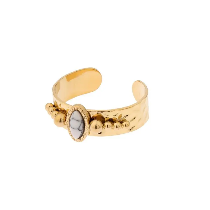 Biba Ring Ovaal Half Edelsteen meedere kleuren (ONE SIZE)
