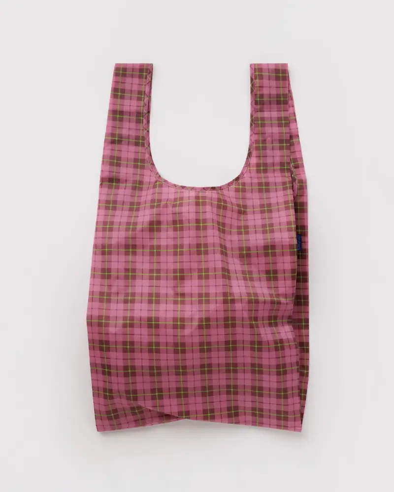 Big Reusable Bag - Azalea Pink Tartan