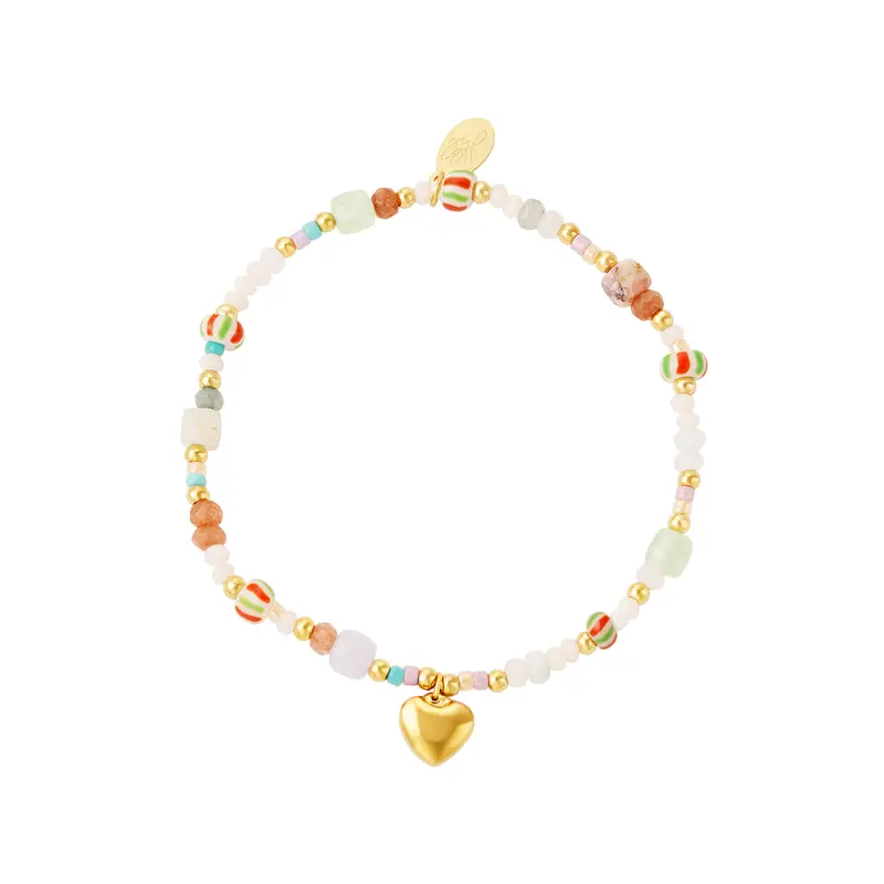 Bijoutheek Armband armband kralen goud hart