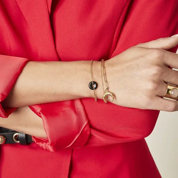 Bijoutheek Armband ring kastanje goud