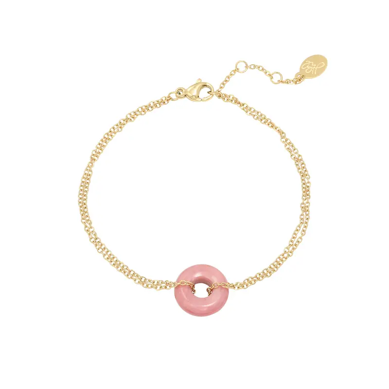 Bijoutheek Armband ring roze goud