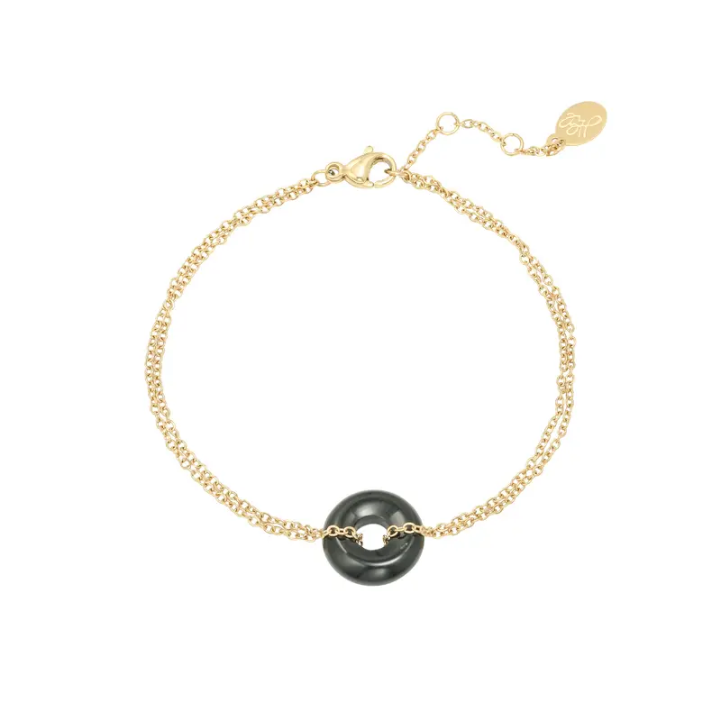 Bijoutheek Armband ring zwart goud