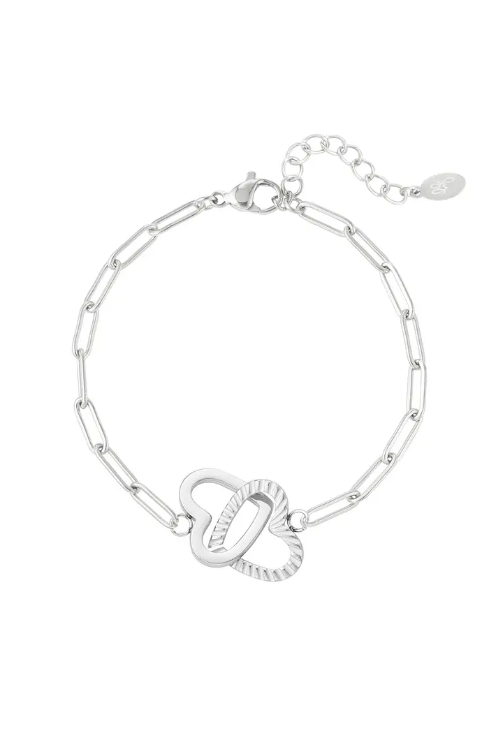 Bijoutheek Armband (Sieraad) 2 hartjes schakel ketting