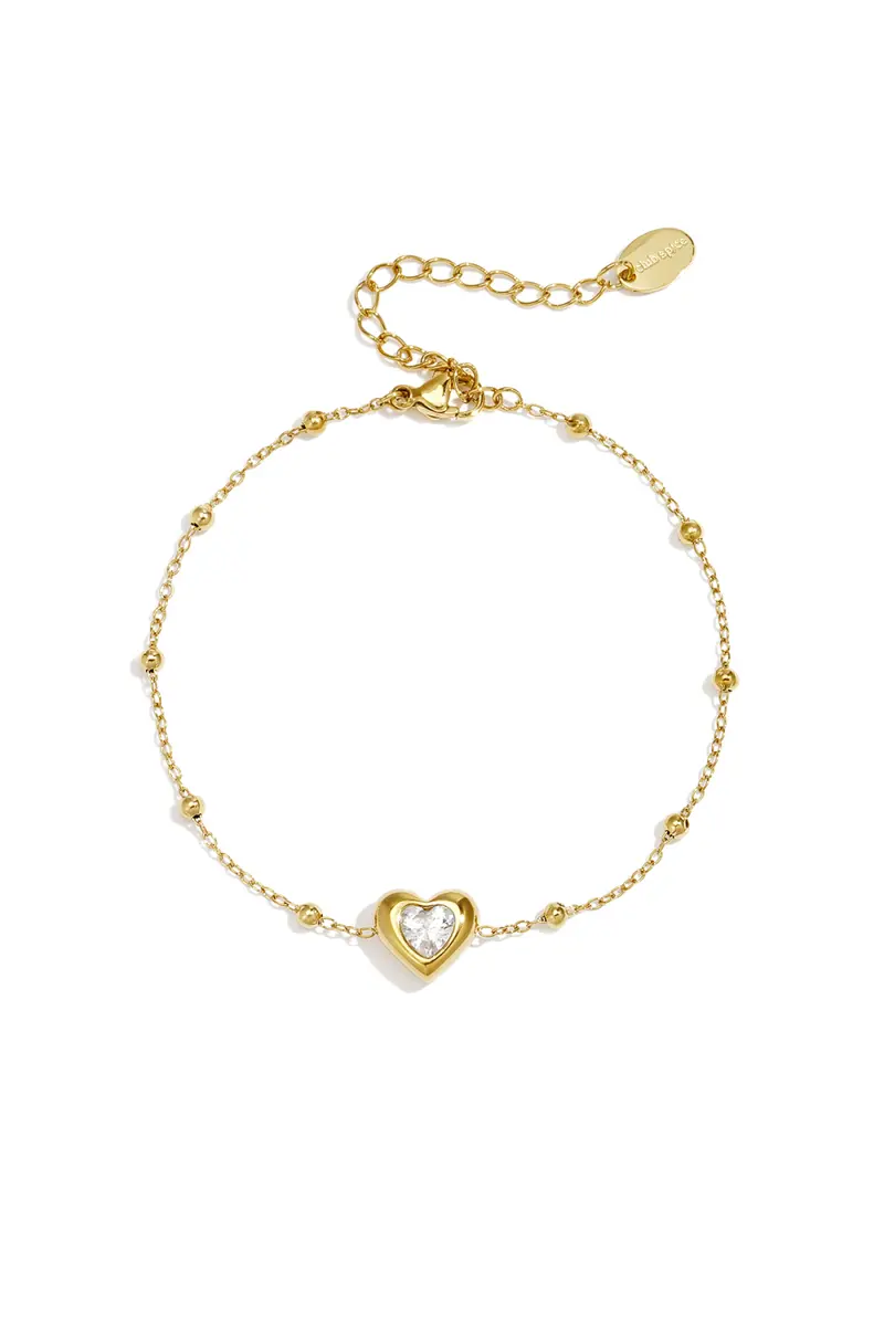 Bijoutheek Armband (Sieraad) Balletjes Hart Steen