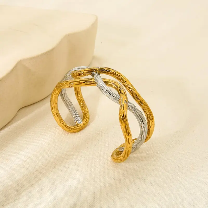 Bijoutheek Armband (Sieraad) Bangle Gewoven Bicolor