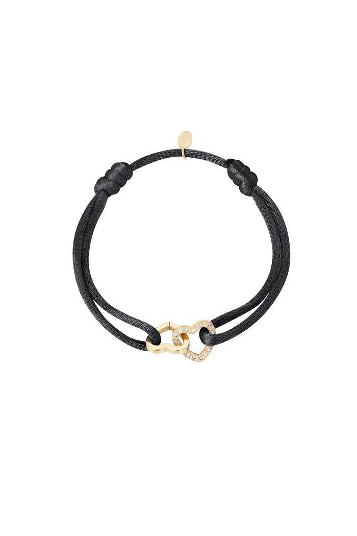 Bijoutheek Armband (Sieraad) Dubbel Hart Met Stenen (One Size)