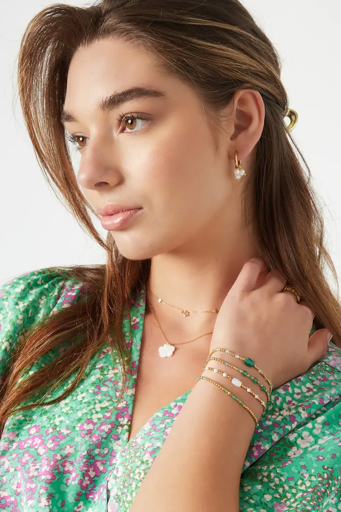 Bijoutheek Armband (Sieraad) elastic staal vierkanten balls kralen
