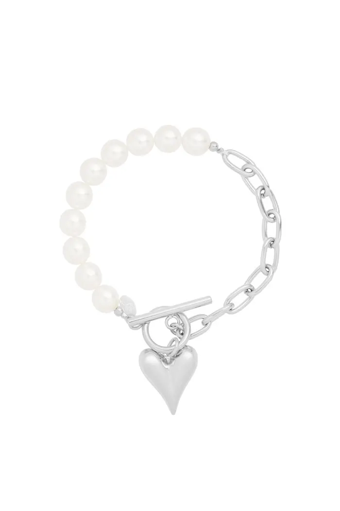 Bijoutheek Armband (Sieraad) Grove Schakel Hart & Parels