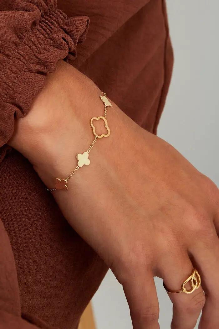 Bijoutheek Armband (Sieraad) Klavers open dicht