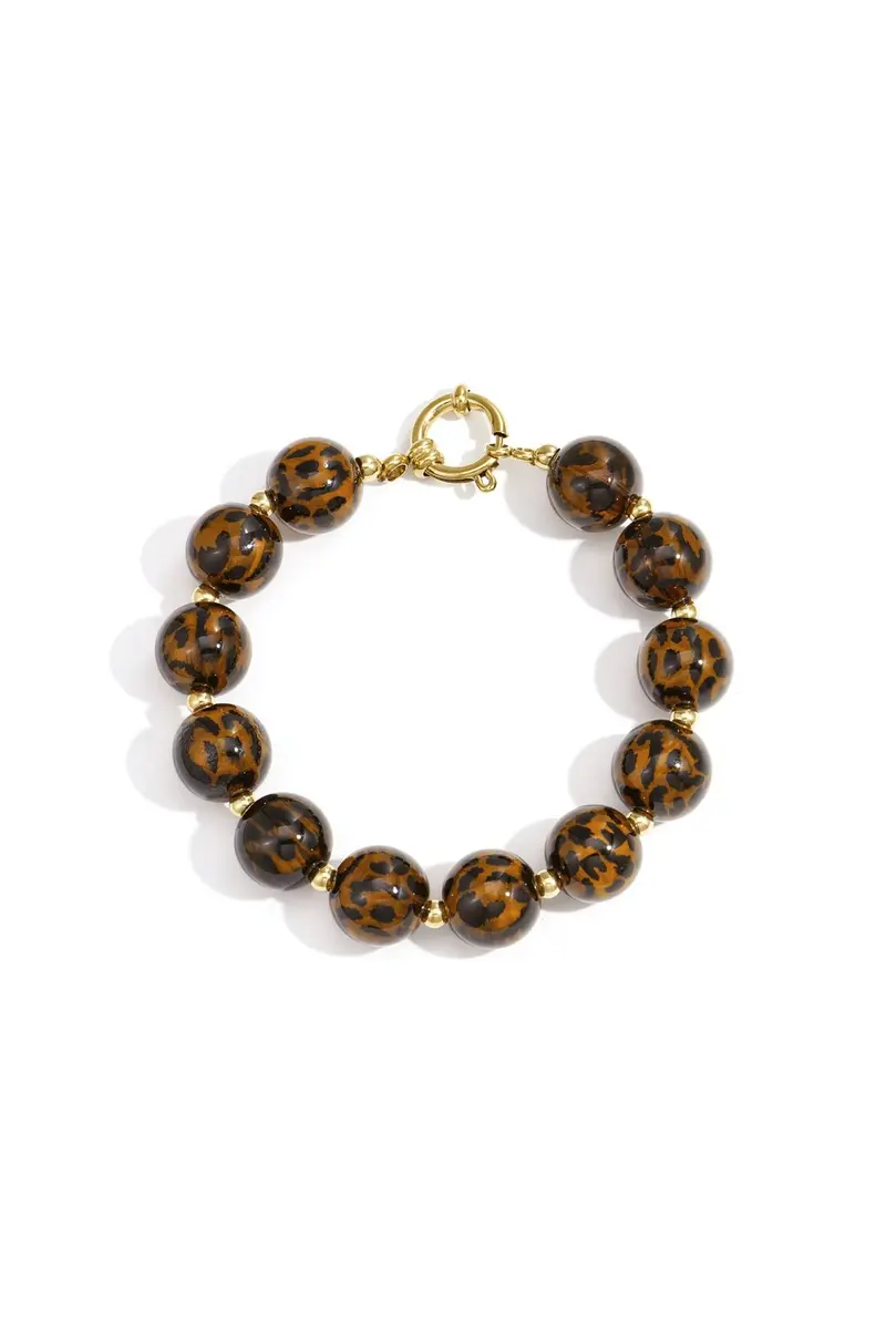 Bijoutheek Armband (Sieraad) Kralen 14mm Leopard