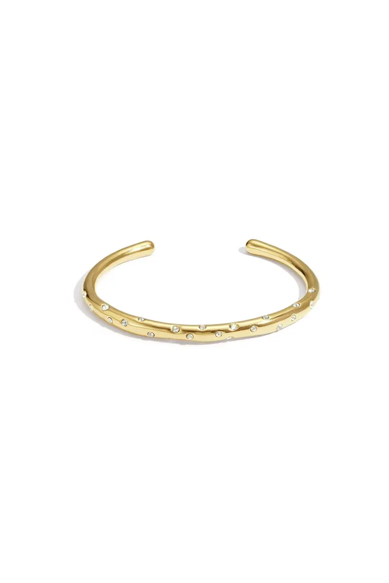 Bijoutheek Armband (Sieraad) Open Bangle Organisch Witte Steentjes