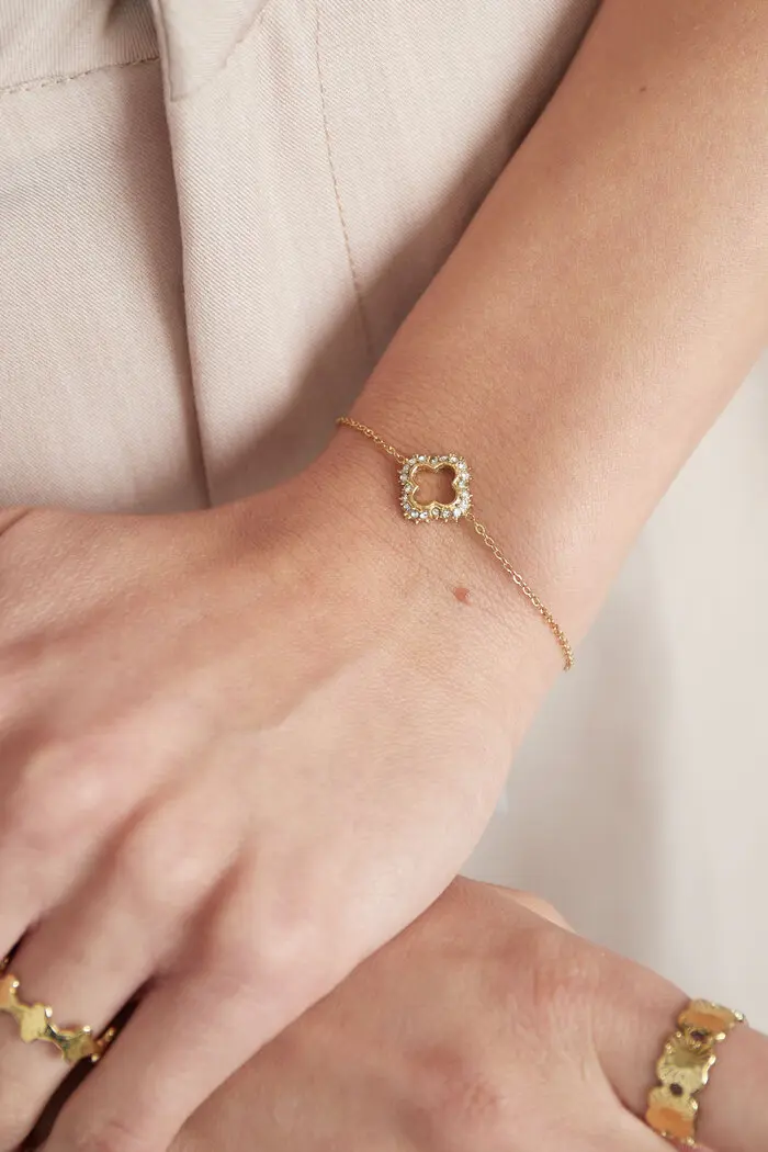 Bijoutheek Armband (Sieraad) Open Klaver Stenen