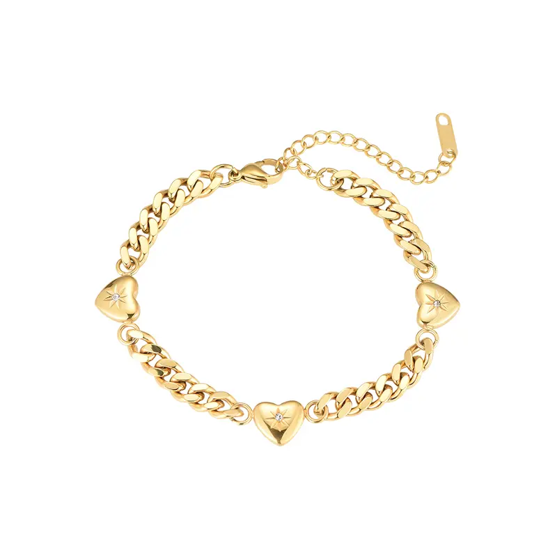 Bijoutheek Armband (Sieraad) Schakel Hartjes Zirkonia