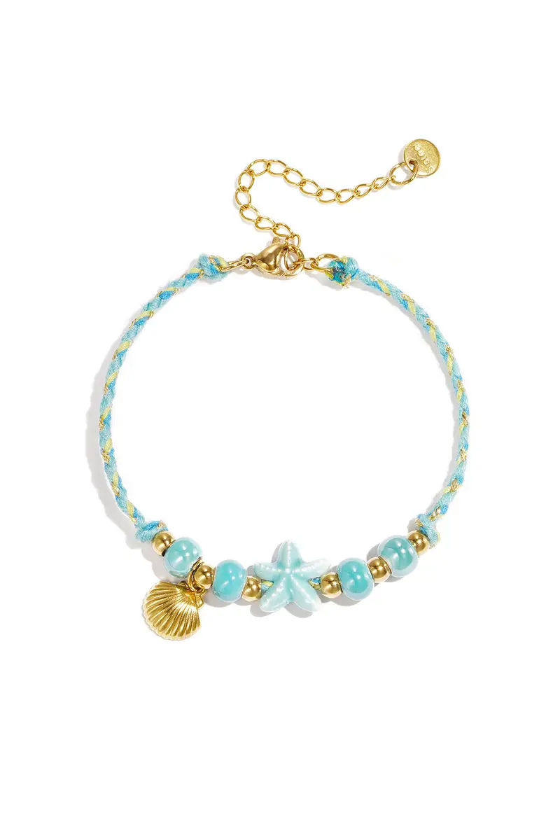 Bijoutheek Armband (Sieraad) Summer Vibe Touw Kralen Zeester