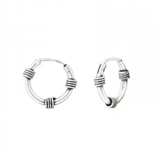 Bijoutheek Bali hoop Oorringen zilver (10-12mm)