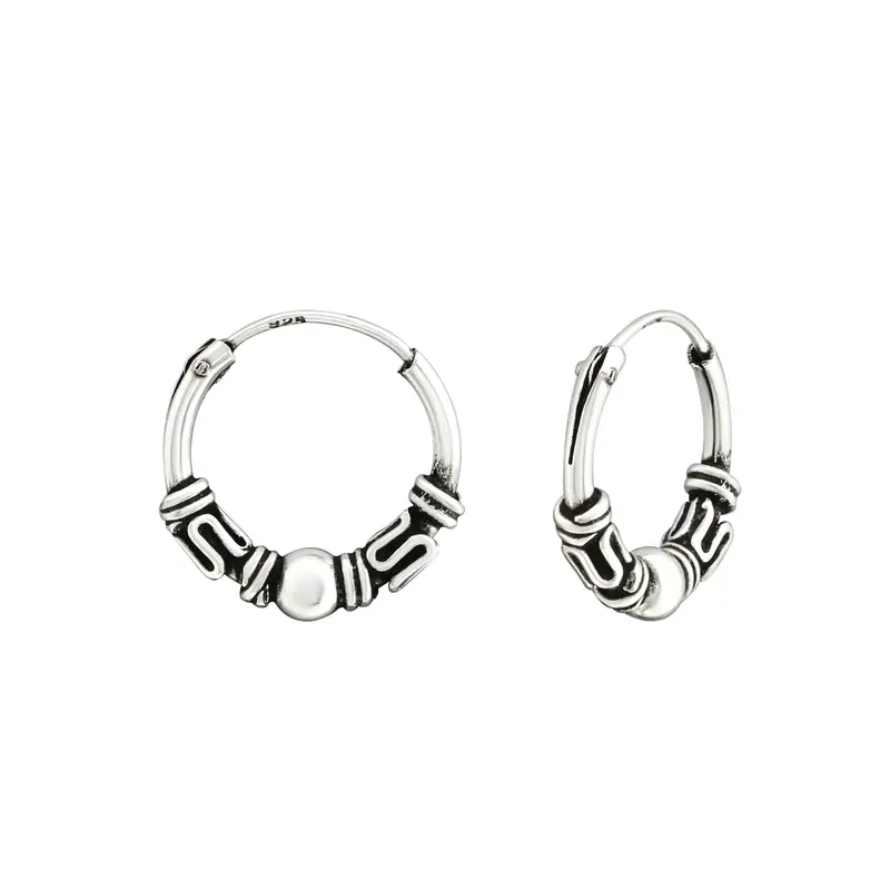 Bijoutheek Bali hoop Oorringen zilver (10-12mm)