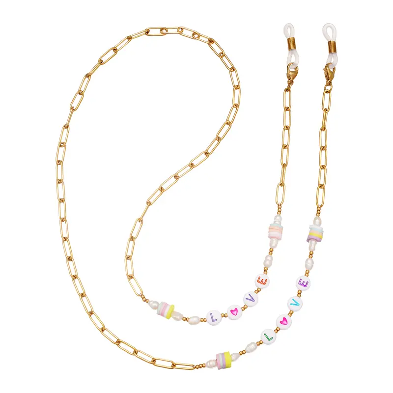 Bijoutheek Bril Ketting Love Goud