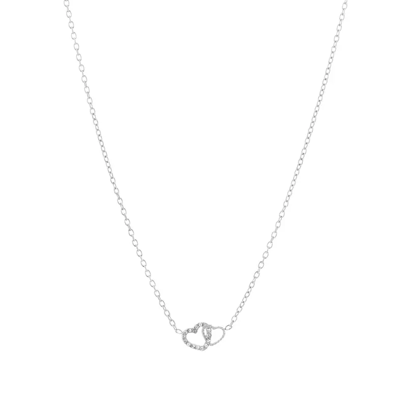 Bijoutheek Collier 2 Hartjes Witte Stenen