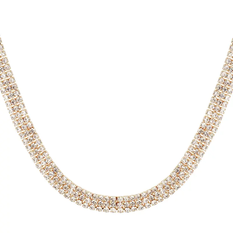Bijoutheek Collier 3 Rijen Kristallen Stenen