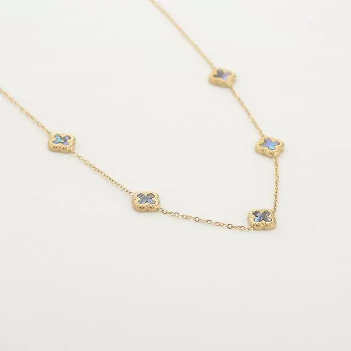 Bijoutheek Collier 5 klavers abelone schelp