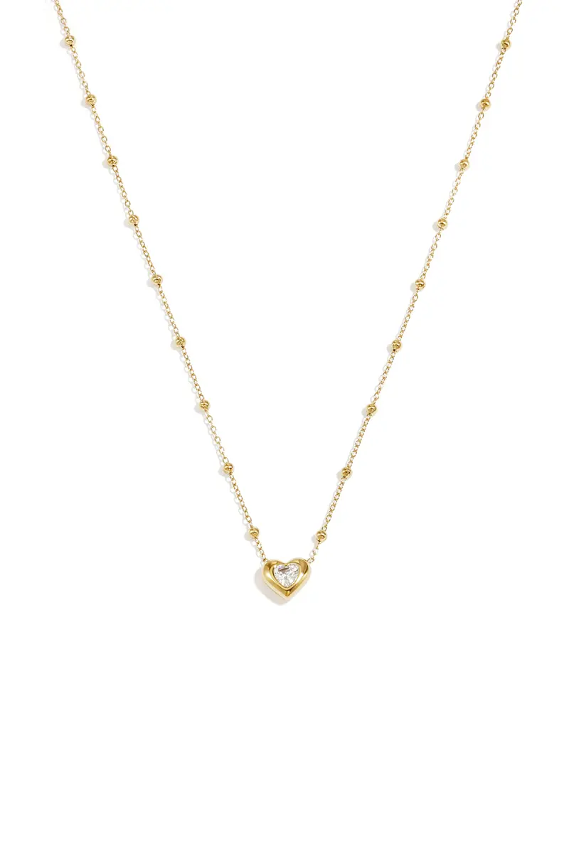 Bijoutheek Collier Balletjes Hart Steen