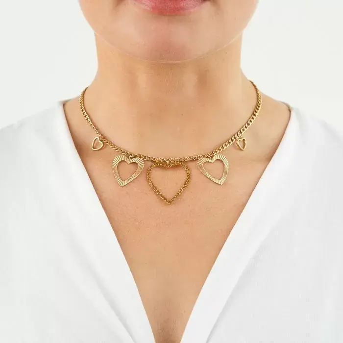 Bijoutheek Collier Bedels Schakel Hartjes
