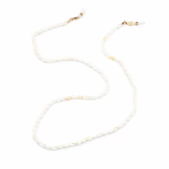 Bijoutheek Collier Brillenkoord Kleine Schelp Wit