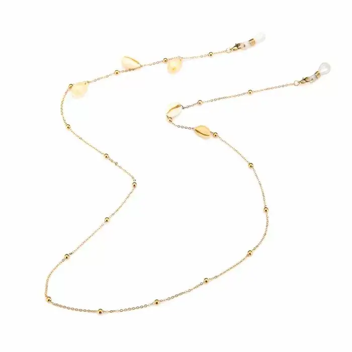 Bijoutheek Collier Brillenkoord Schelpen Balls Wit