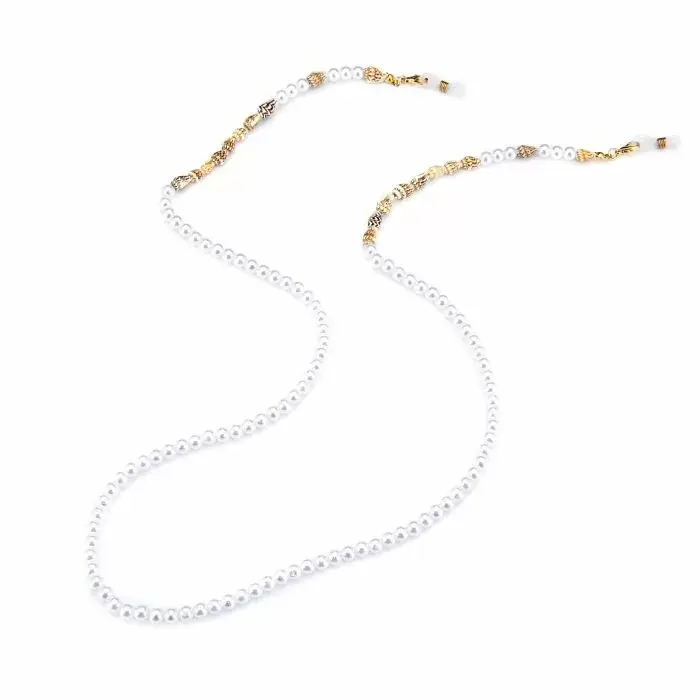 Bijoutheek Collier Brillenkoord Schelpen Parels Wit