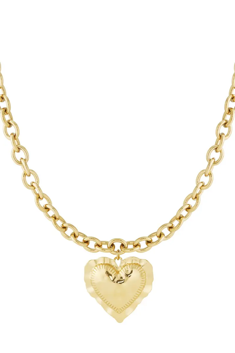 Bijoutheek Collier Chunky Hart Gehamerd