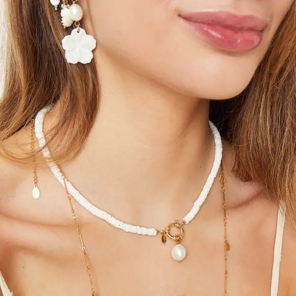 Bijoutheek Collier Discs Wit