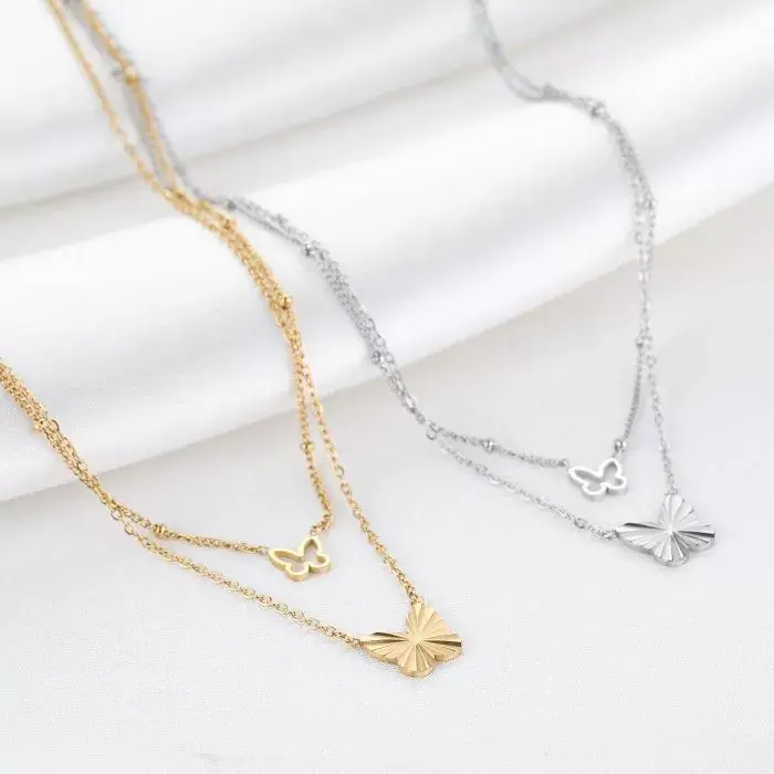 Bijoutheek Collier Dubbel Vlinders