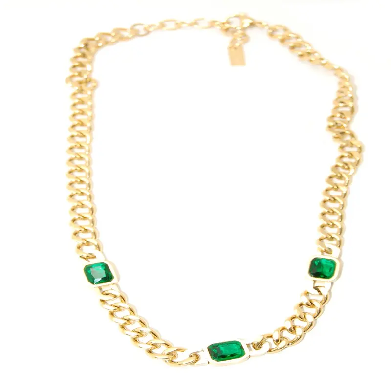 Bijoutheek Collier grote schakel drie stenen