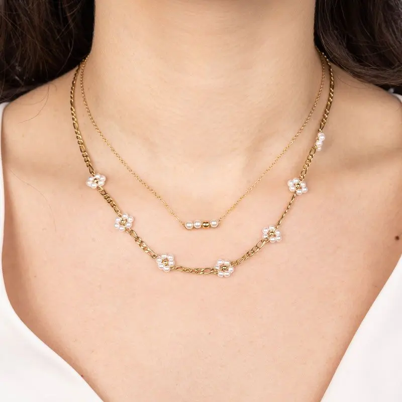 Bijoutheek Collier Ketting schakel en parels