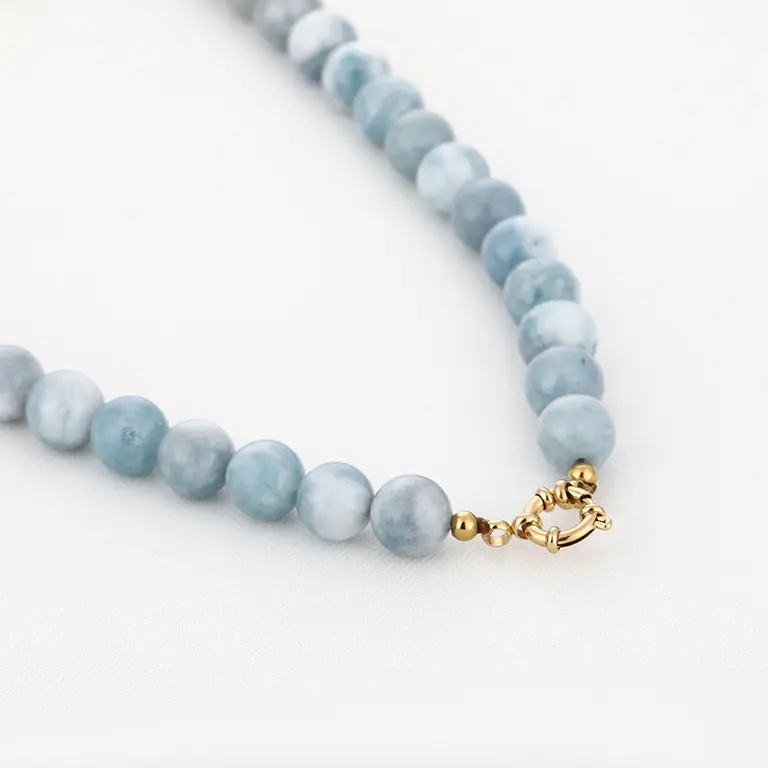 Bijoutheek Collier Kralen Stenen 10mm