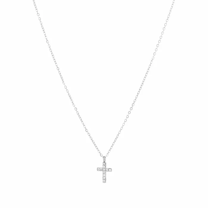 Bijoutheek Collier Kruis Witte Stenen