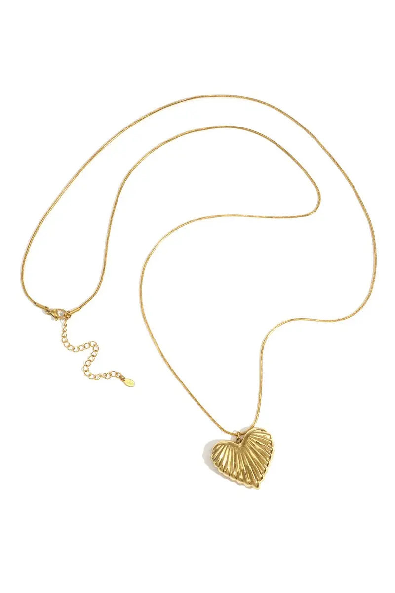 Bijoutheek Collier Lang Hart Geribbeld