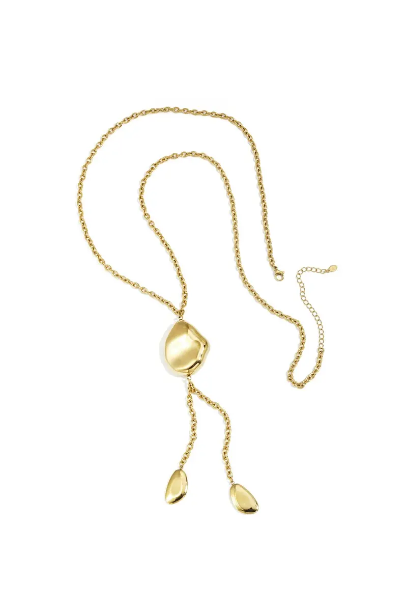 Bijoutheek Collier Lang Organisch Cirkel Plat