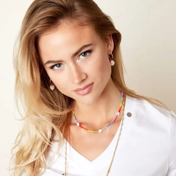 Bijoutheek Collier Rainbow Witte Hartjes