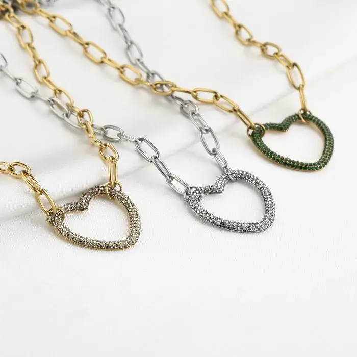 Bijoutheek Collier Schakel Hart Zirkonia