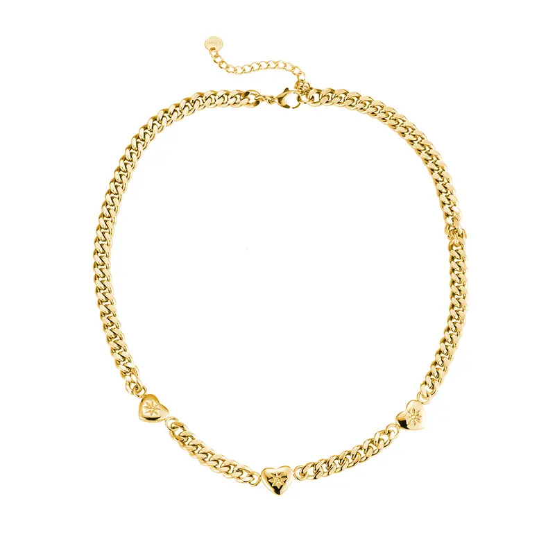 Bijoutheek Collier Schakel Hartjes Zirkonia
