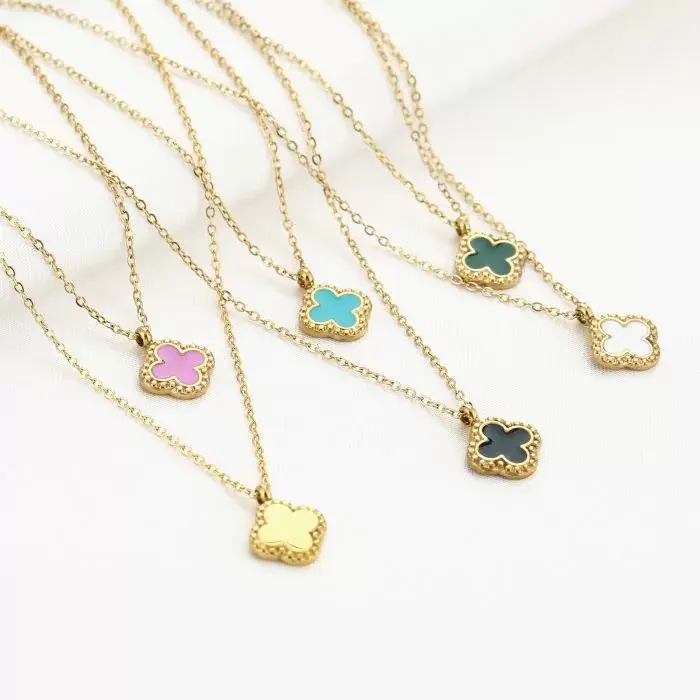 Bijoutheek Collier Single Klaver Emaille