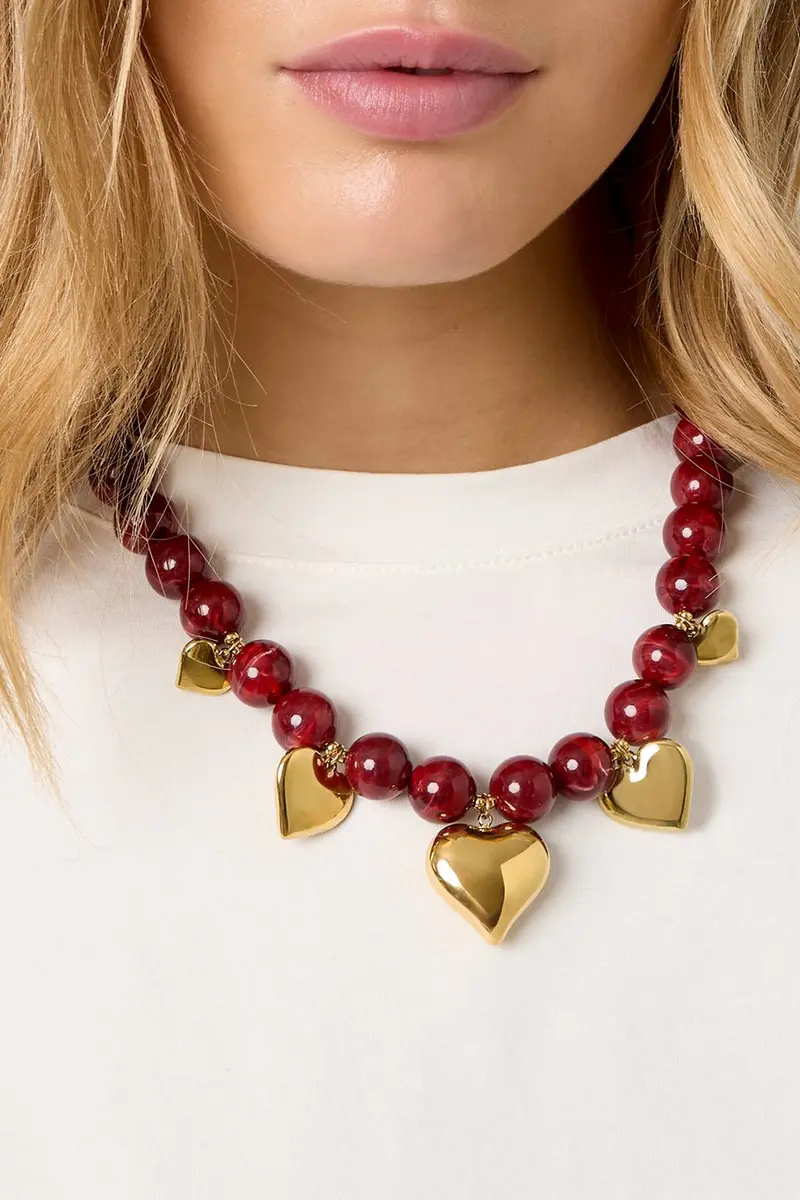 Bijoutheek Collier Statement Kralen Harten