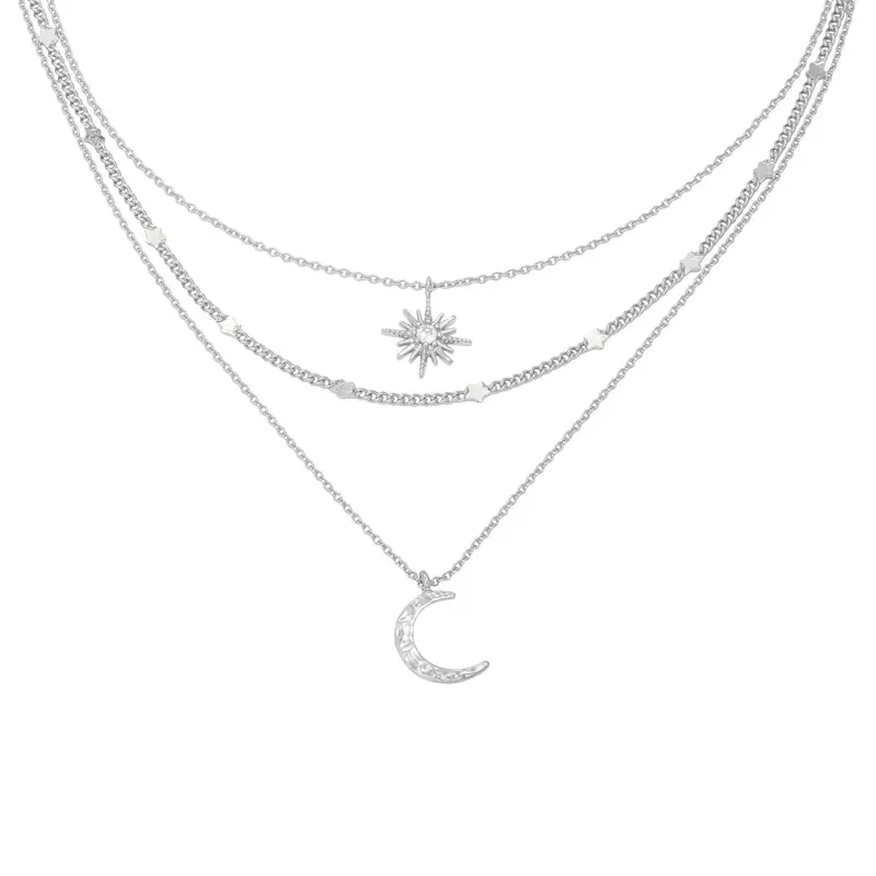 Bijoutheek Ketting Chain Star Moon Zilver