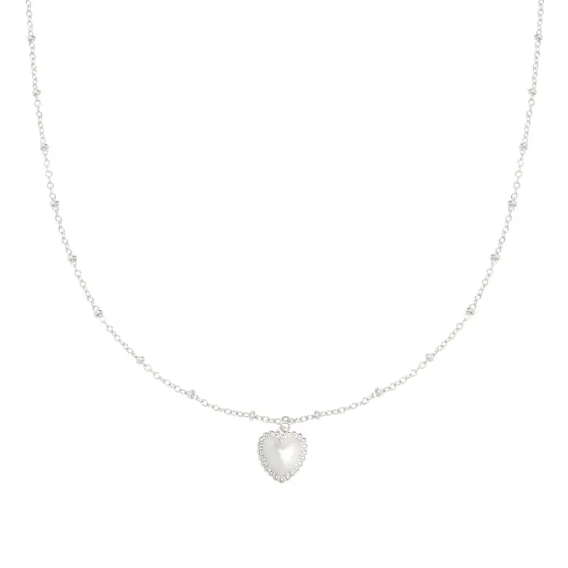 Bijoutheek Ketting hart groot zilver