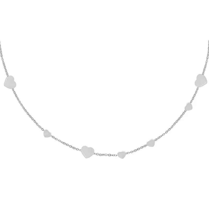 Bijoutheek ketting hartjes zilver